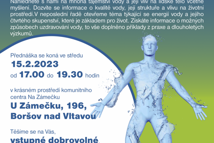 15.2. 2023 Přednáška "Voda, klíč ke zdraví" v Boršově nad Vltavou